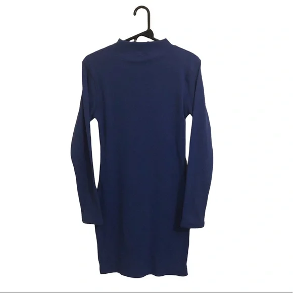 NWT Nasty Gal Ribbed High Neck Long Sleeve Bodycon Mini Dress - Picture 3 of 7